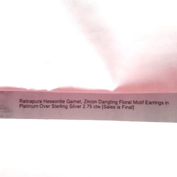 RATNAPURA HESSONITE GARNET, ZIRCON DANGLING FLORAL EARRINGS - Picture 5 of 5